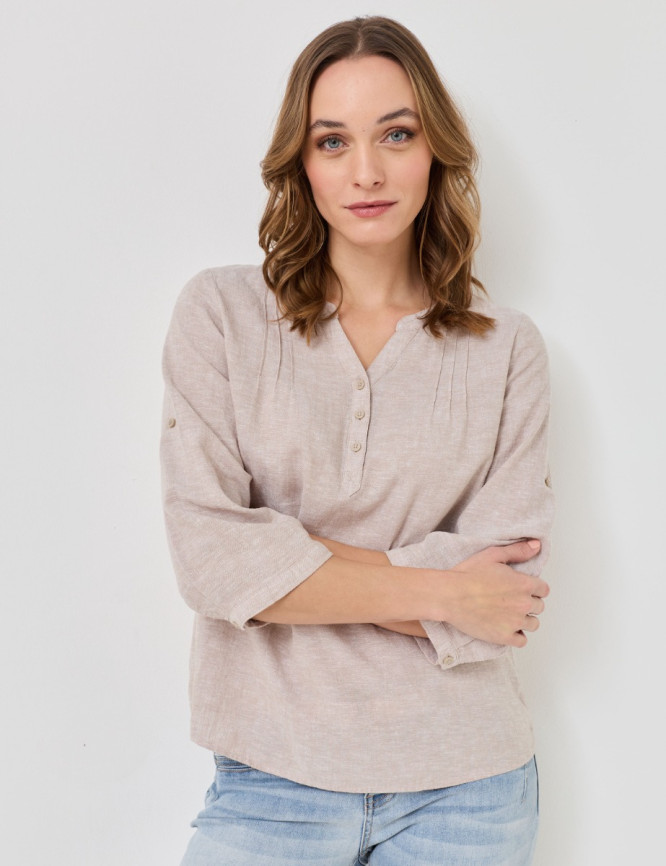 Camicetta slip-on in misto lino