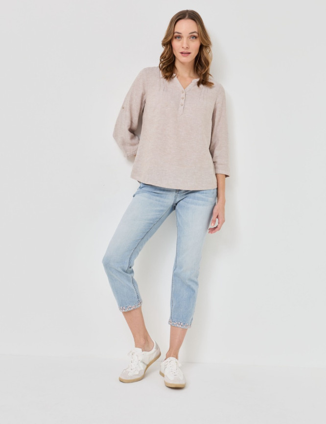 Camicetta slip-on in misto lino