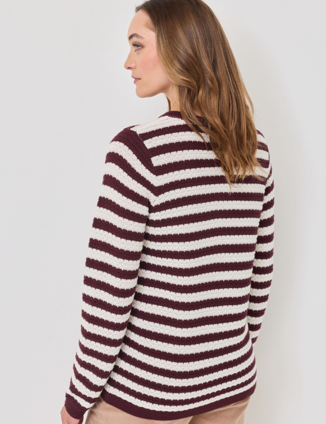 Gestreifte Strickjacke, Knopfleiste