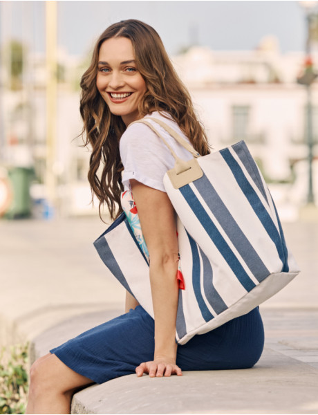Borsa da spiaggia grande con Strisce